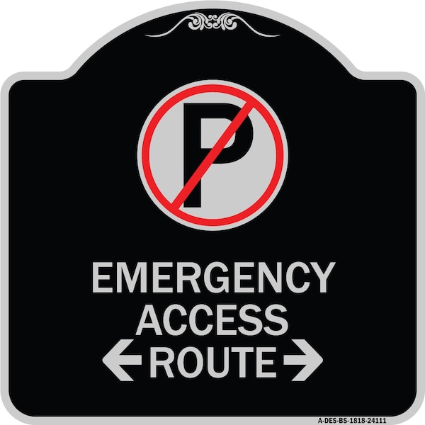 Emergency Access Route W/ Bidirectional Arrow Heavy-Gauge Aluminum Sign, 18" x 18", BS-1818-24111